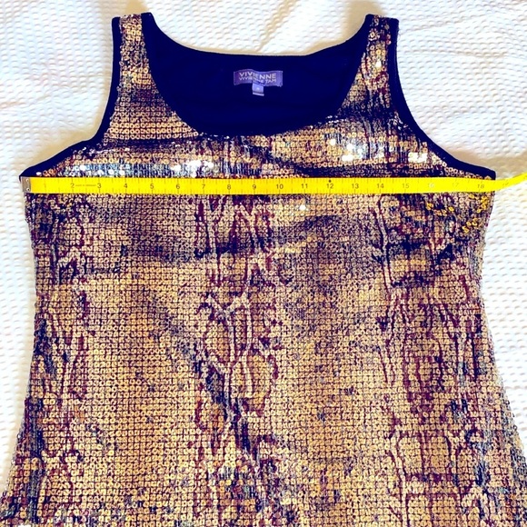 Vivienne Tam Black Textured Sequin Animal Print Tank Top Size Medium - Picture 7 of 7